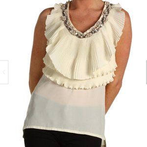 Robbi & Nikki Beaded Beaded Pleat Ruffle Top Shirt
